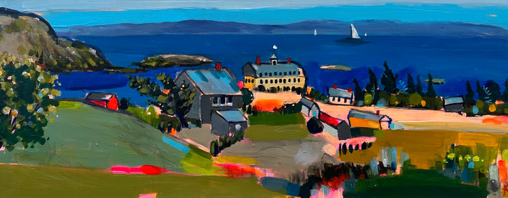 acrylic painting by Rebecca Klementovich titled A Day on Monhegan Island