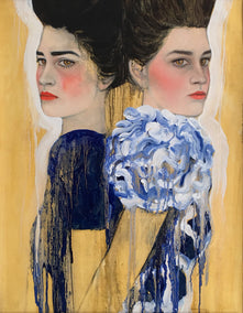 oil painting by Ryan Pickart titled Girls in Blue