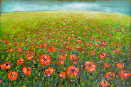 acrylic painting by Sally Adams titled Poppies Forever