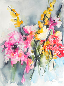watercolor painting by Karin Johannesson titled Wedding Bouquet