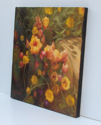 Blooming Prickly Pear by Sherri Aldawood |  Side View of Artwork