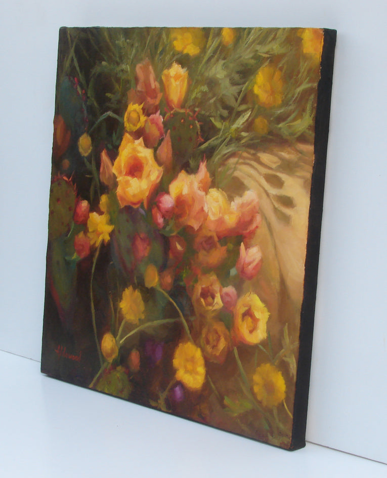 Blooming Prickly Pear by Sherri Aldawood |  Side View of Artwork