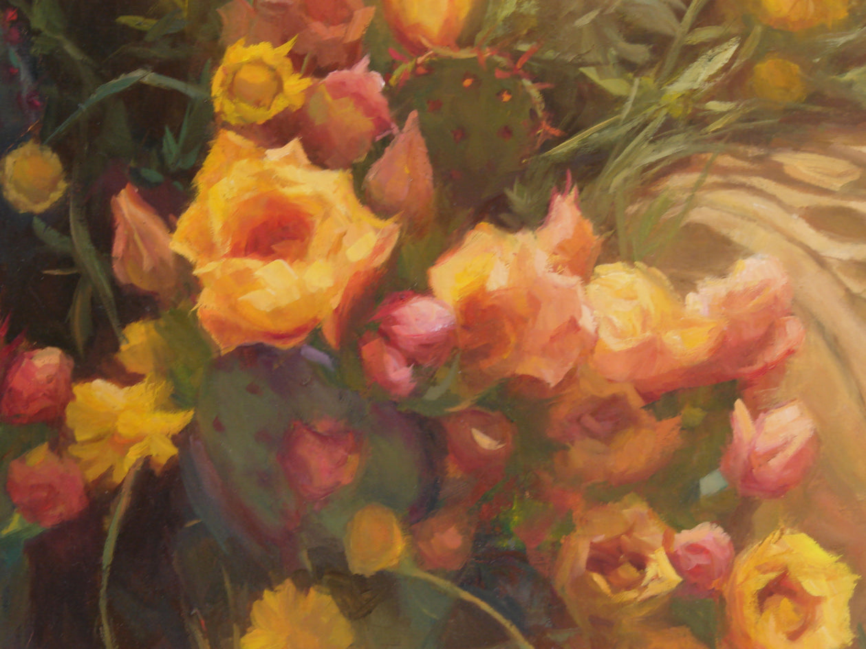 Blooming Prickly Pear by Sherri Aldawood |  Closeup View of Artwork
