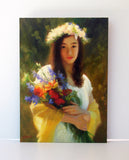 Original art for sale at UGallery.com | Flower Girl by Sherri Aldawood | $1,500 | oil painting | 20' h x 14' w | thumbnail 3