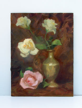 Roses in Brass Vase by Sherri Aldawood |  Context View of Artwork 