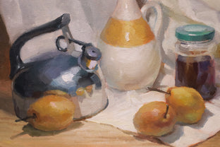 Pears and Containers by Shuxing Fan |   Closeup View of Artwork 