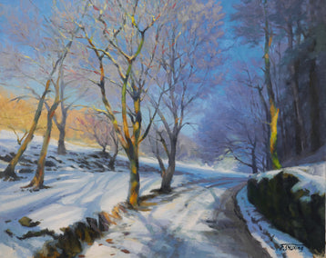 oil painting by Shuxing Fan titled Snow Road