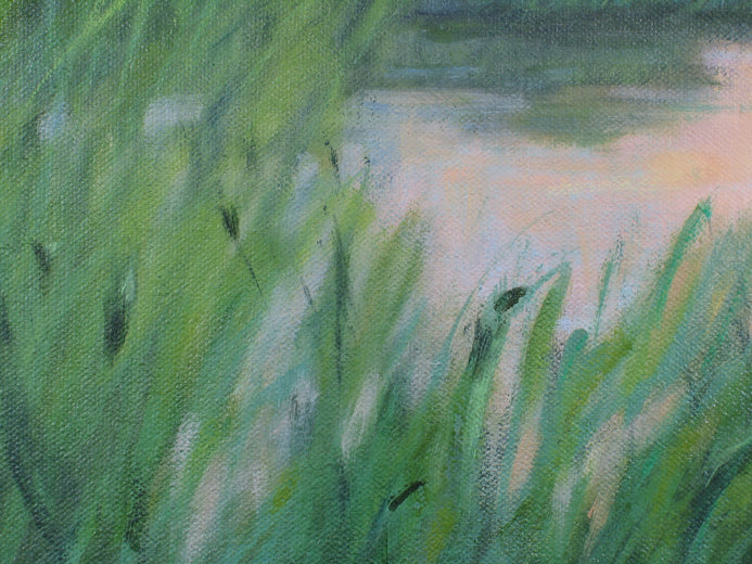 Solar Event over Marsh and Fen by Suzanne Massion |   Closeup View of Artwork