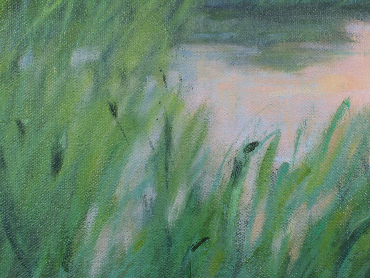 Solar Event over Marsh and Fen by Suzanne Massion |  Closeup View of Artwork
