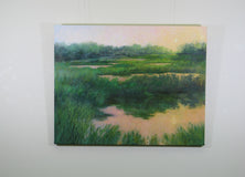 Original art for sale at UGallery.com | Solar Event over Marsh and Fen by Suzanne Massion | $875 | oil painting | 22' h x 28' w | thumbnail 3