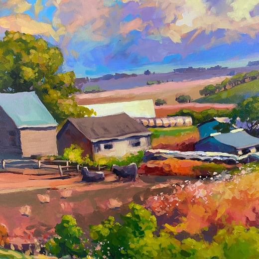 Overlooking the Farm by Sri Rao |   Closeup View of Artwork