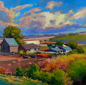 acrylic painting by Sri Rao titled Overlooking the Farm