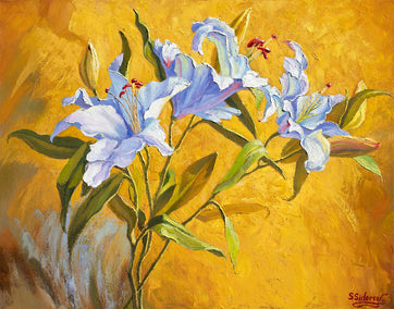 oil painting by Stanislav Sidorov titled White Lilies