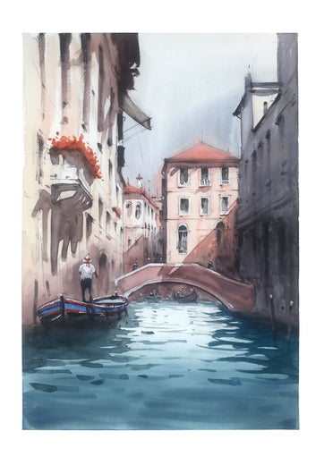 Sailing through Venice Canals by Swarup Dandapat |  Context View of Artwork