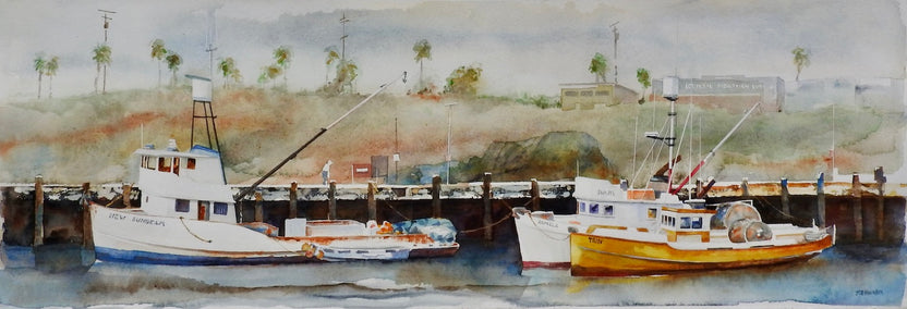 watercolor painting by Thomas Hoerber titled Three in San Pedro