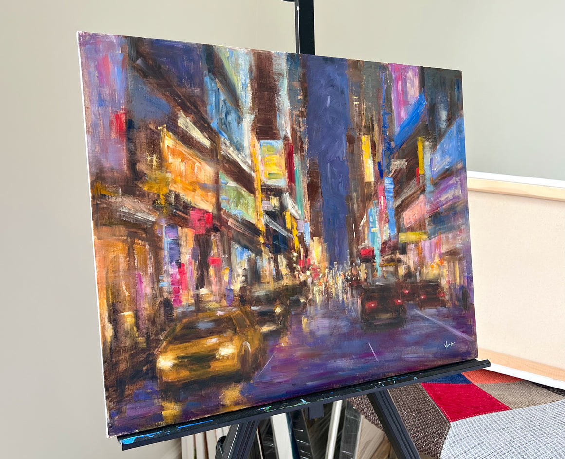 NYC Night by Yangzi Xu |  Side View of Artwork
