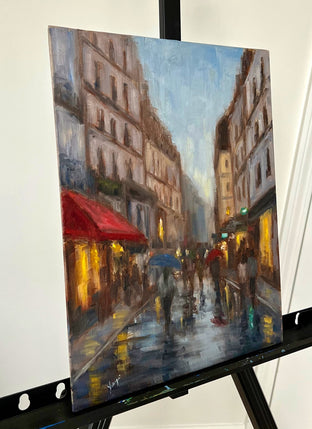 Rainy Day, Paris Market by Yangzi Xu |  Side View of Artwork 