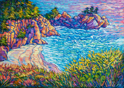 oil painting by Tao Bai titled Big Sur Falls