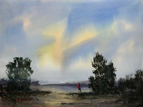 Original art for sale at UGallery.com | Early Morning Meditation by Posey Gaines | $800 | watercolor painting | 18' h x 24' w
