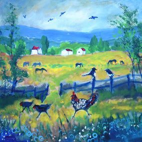 Original art for sale at UGallery.com | Farm Gossips by Kip Decker | $2,400 | acrylic painting | 30' h x 30' w