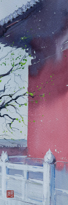 Original art for sale at UGallery.com | Watercolor Impressions of Chinese Architecture 1 by Siyuan Ma | $275 | watercolor painting | 13.5' h x 4.6' w