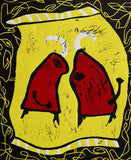 Original art for sale at UGallery.com | Prehistoric Love by Andrea Krnetic Grbic | $500 | printmaking | 12.99' h x 9.84' w | thumbnail 1