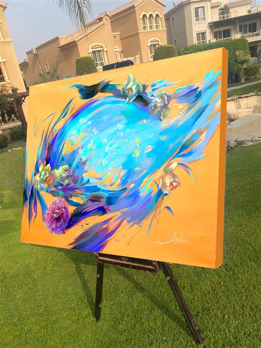 Swirling Flowers by Dowa Hattem |  Side View of Artwork 