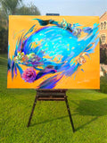 Original art for sale at UGallery.com | Swirling Flowers by Dowa Hattem | $2,100 | oil painting | 31.49' h x 39.37' w | thumbnail 3