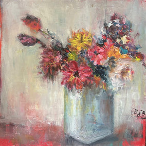 Original art for sale at UGallery.com | Colorful Bouquet by Elif Burduroglu | $625 | oil painting | 12' h x 12' w