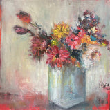 Original art for sale at UGallery.com | Colorful Bouquet by Elif Burduroglu | $625 | oil painting | 12' h x 12' w | thumbnail 1