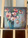 Original art for sale at UGallery.com | Dreamy Floral by Elif Burduroglu | $625 | oil painting | 12' h x 12' w | thumbnail 3