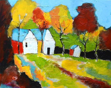 acrylic painting by Kip Decker titled Hidden Farm