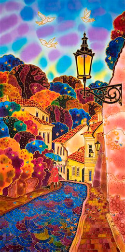 Blue Umbrella. Street in Prague. by Yelena Sidorova |  Artwork Main Image 