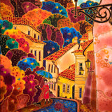 Original art for sale at UGallery.com | Blue Umbrella. Street in Prague. by Yelena Sidorova | $1,475 | mixed media artwork | 40' h x 20' w | thumbnail 4