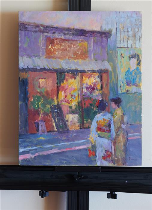 Kyoto Flower Shop by Oksana Johnson |  Context View of Artwork 