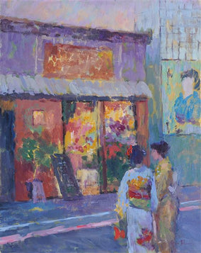 Original art for sale at UGallery.com | Kyoto Flower Shop by Oksana Johnson | $1,400 | oil painting | 20' h x 16' w
