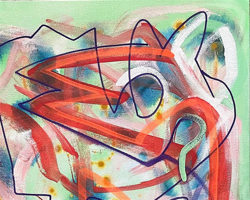 Big Green Series # 2 by Russell Jacobs |  Closeup View of Artwork 