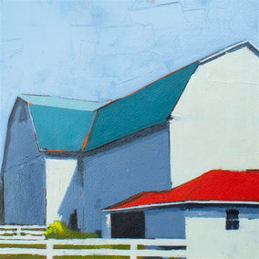 Original art for sale at UGallery.com | Barn Red Roof by Ruth LaGue | $475 | acrylic painting | 12' h x 12' w