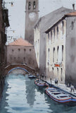 Original art for sale at UGallery.com | The Canalside Story by Swarup Dandapat | $750 | watercolor painting | 22' h x 15' w | thumbnail 4