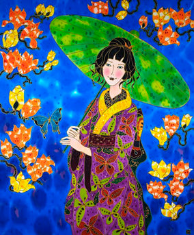 Original art for sale at UGallery.com | Summer Parasol by Yelena Sidorova | $2,375 | mixed media artwork | 40' h x 30' w