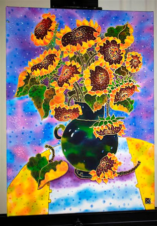 Sunflowers in Green Vase by Yelena Sidorova |  Context View of Artwork 