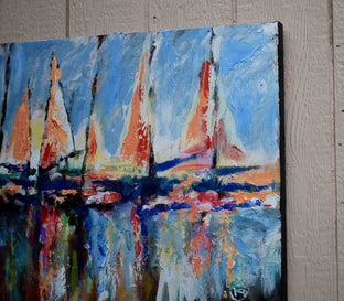 Harbor Sails Flapping by Kip Decker |  Side View of Artwork 
