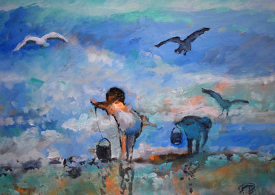 acrylic painting by Kip Decker titled Hunting For Treasure