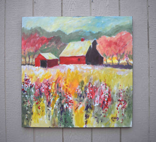 Red Barn near Orchard by Kip Decker |  Context View of Artwork 