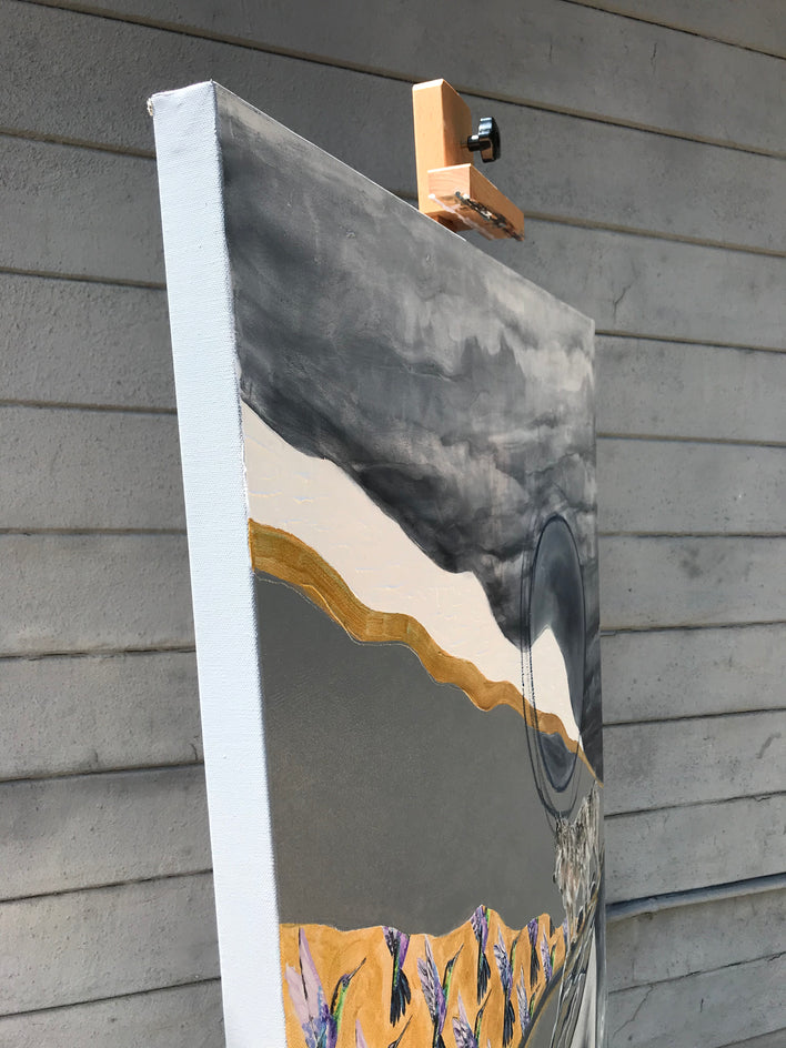 The Mountains between Us by Alana Clumeck |  Side View of Artwork 