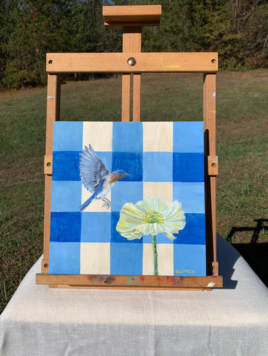 Bluebird and Icelandic Poppy by Alana Clumeck |  Context View of Artwork 
