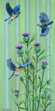 Original art for sale at UGallery.com | Bluebird Flight with Thistles by Alana Clumeck | $450 | oil painting | 24' h x 12' w | thumbnail 1