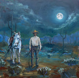 Original art for sale at UGallery.com | Lone Cowboy by Alana Clumeck | $1,925 | oil painting | 36' h x 36' w | thumbnail 1