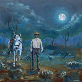 oil painting by Alana Clumeck titled Lone Cowboy