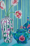 Original art for sale at UGallery.com | Pottery & Petals by Alana Clumeck | $400 | oil painting | 16' h x 12' w | thumbnail 4